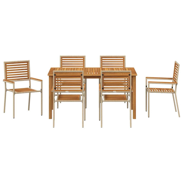 Have Spisebordssæt 7 stk. Beige Massivt Akacietræ
