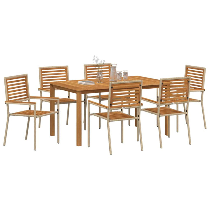 Have Spisebordssæt 7 stk. Beige Massivt Akacietræ