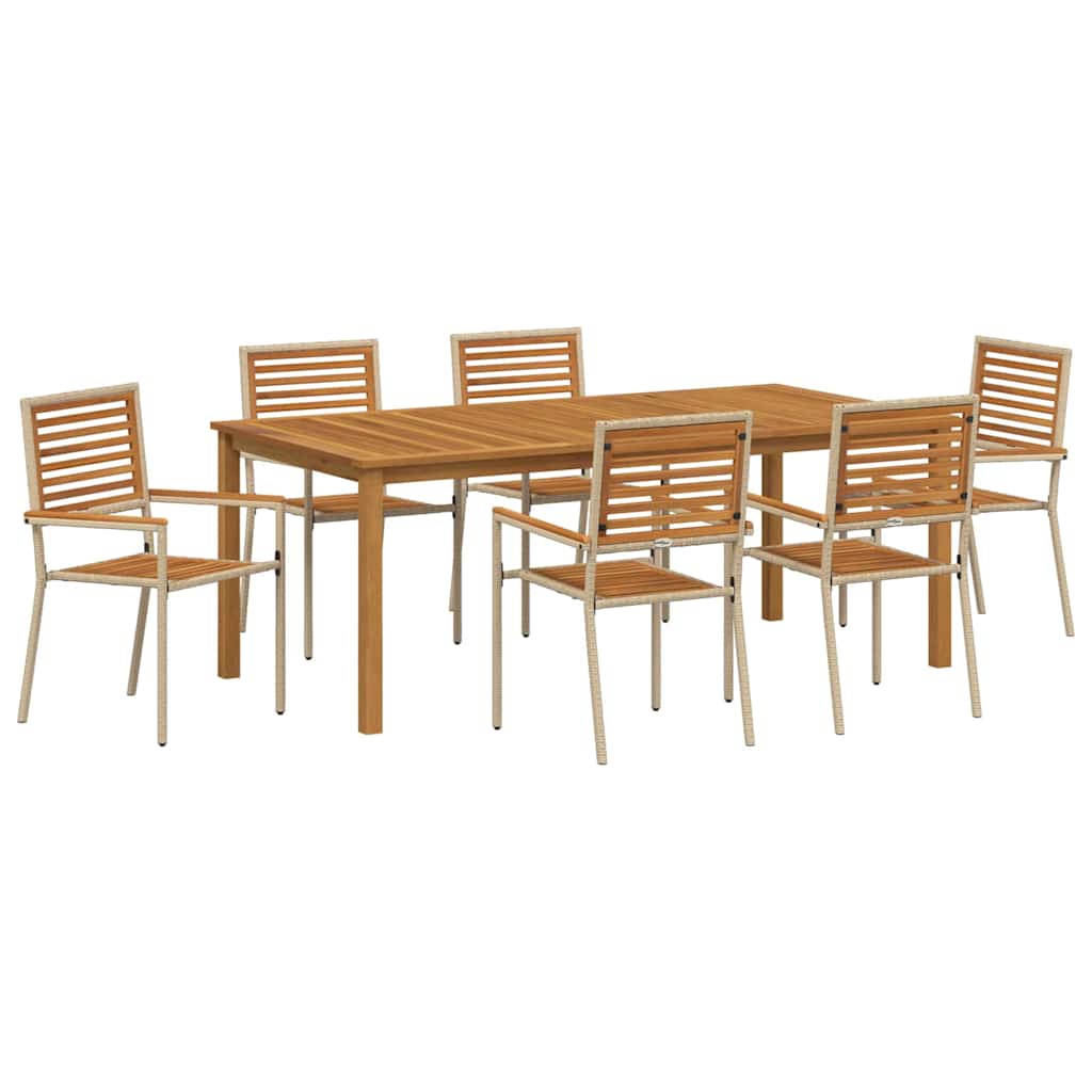 Have Spisebordssæt 7 stk. Beige Massivt Akacietræ