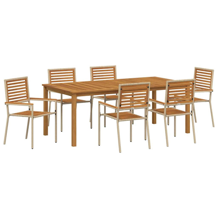 Have Spisebordssæt 7 stk. Beige Massivt Akacietræ