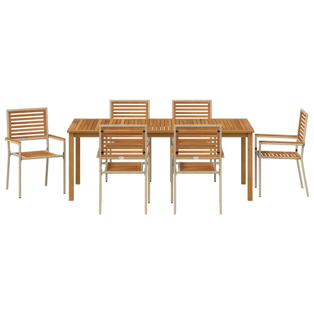 Have Spisebordssæt 7 stk. Beige Massivt Akacietræ