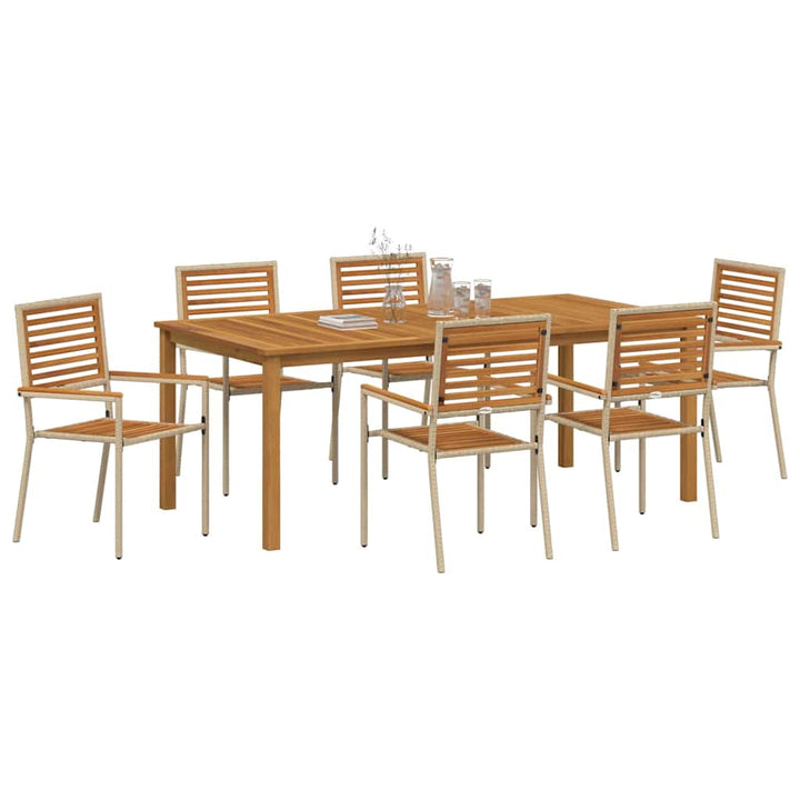 Have Spisebordssæt 7 stk. Beige Massivt Akacietræ