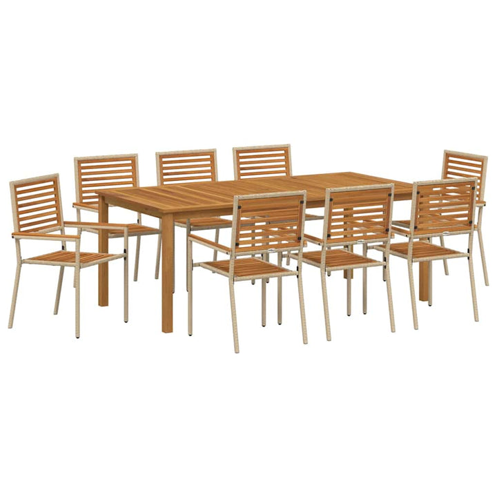 Have Spisebordssæt 9 stk. Beige Massivt Akacietræ