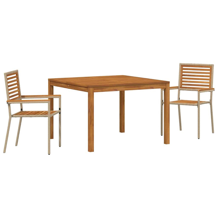 Have Spisebordssæt 3 pcs Beige Massivt Akacietræ