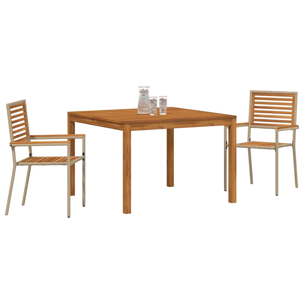 Have Spisebordssæt 3 pcs Beige Massivt Akacietræ