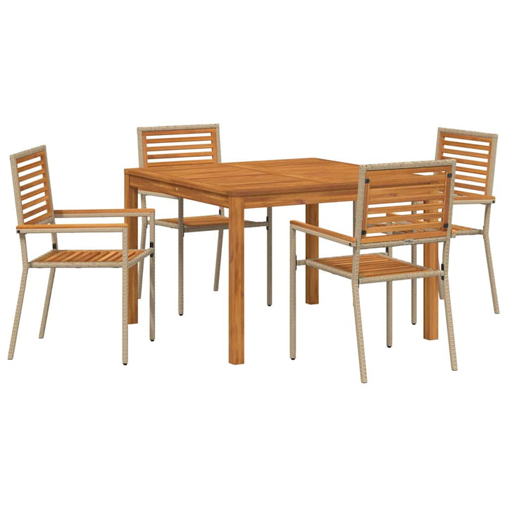 Have Spisebordssæt 5 pcs Beige Massivt Akacietræ