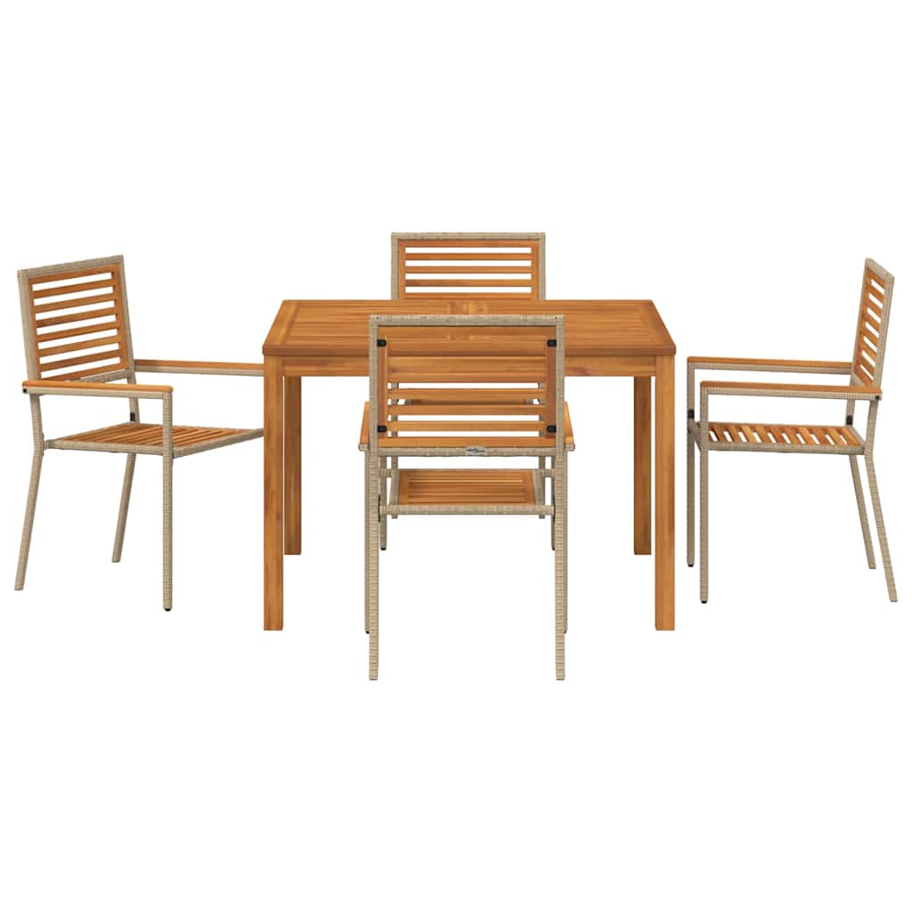 Have Spisebordssæt 5 pcs Beige Massivt Akacietræ