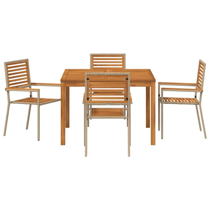 Have Spisebordssæt 5 pcs Beige Massivt Akacietræ