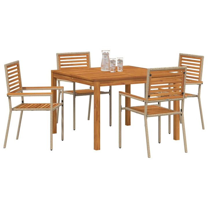 Have Spisebordssæt 5 pcs Beige Massivt Akacietræ