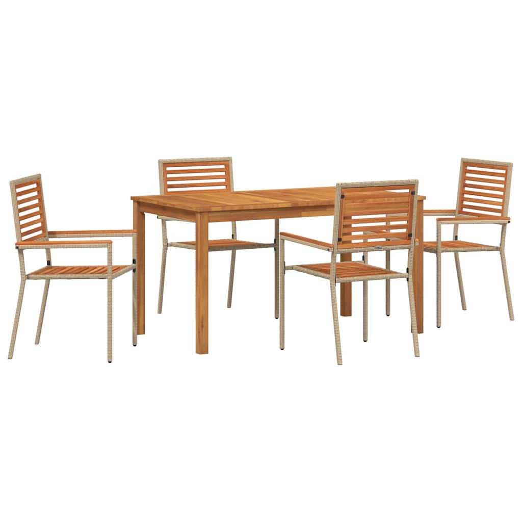 Have Spisebordssæt 5 pcs Beige Massivt Akacietræ