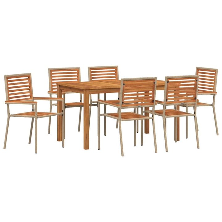 Have Spisebordssæt 7 pcs Beige Massivt Akacietræ