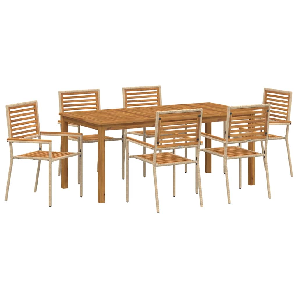 Have Spisebordssæt 7 pcs Beige Massivt Akacietræ
