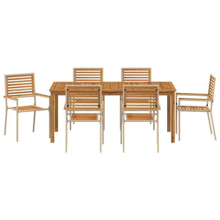 Have Spisebordssæt 7 pcs Beige Massivt Akacietræ