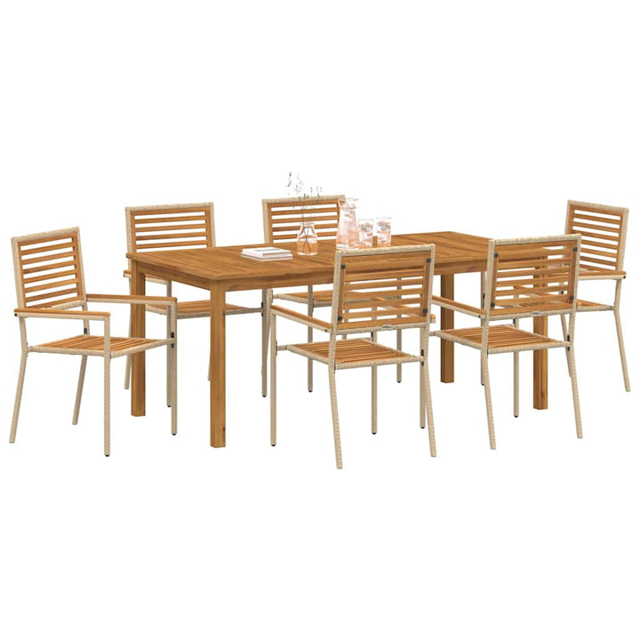 Have Spisebordssæt 7 pcs Beige Massivt Akacietræ