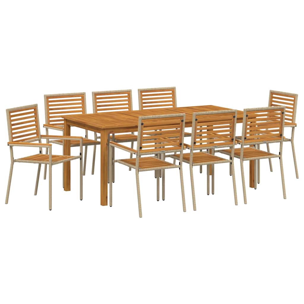Have Spisebordssæt 9 pcs Beige Massivt Akacietræ