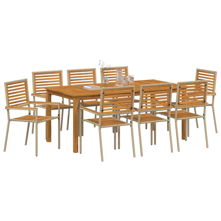 Have Spisebordssæt 9 pcs Beige Massivt Akacietræ