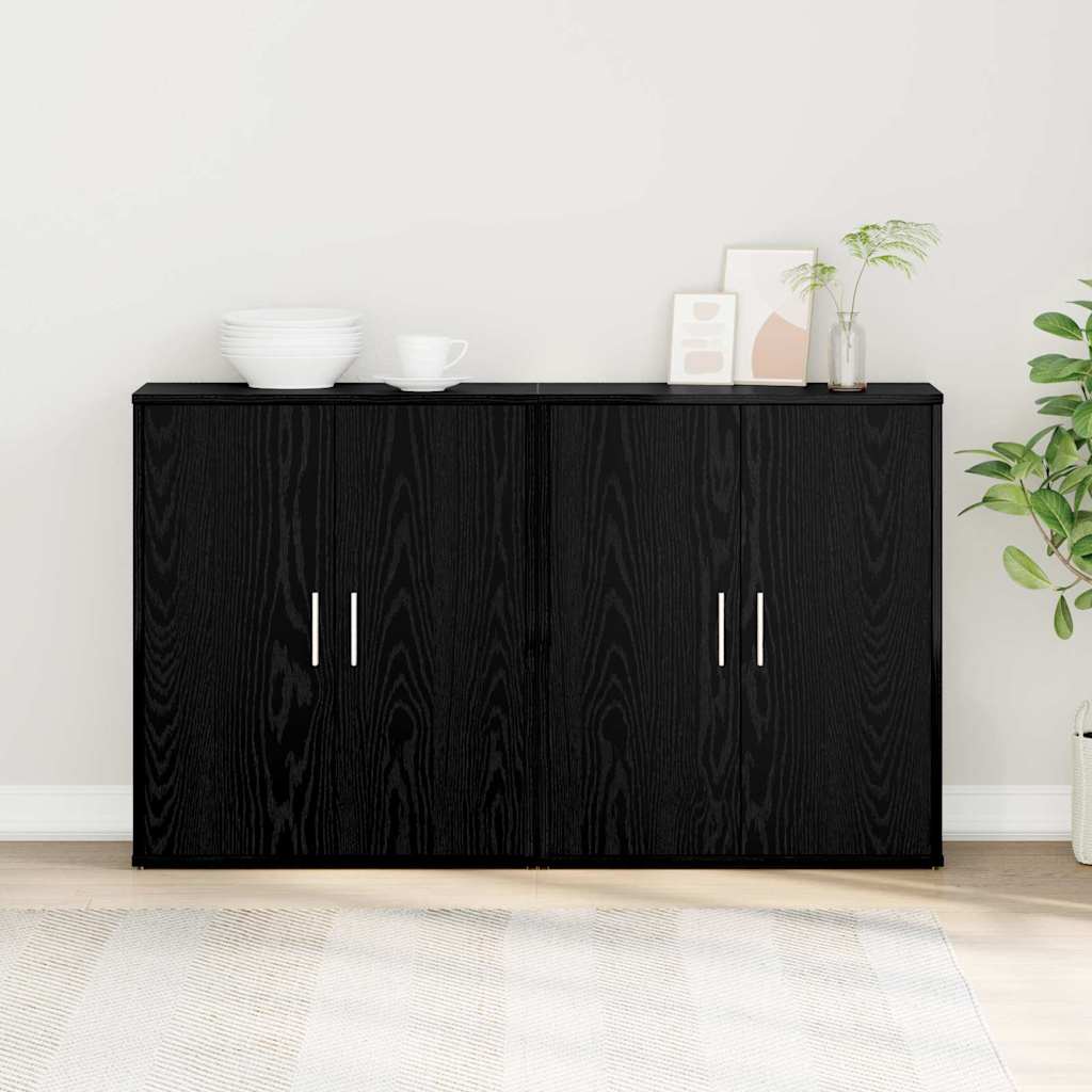 Sideboard 2 pcs Sort eg 60 x 31 x 70 cm Konstrueret træ