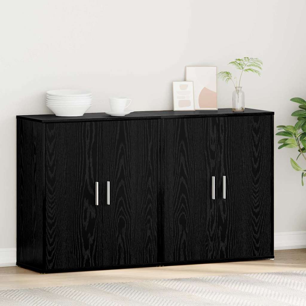 Sideboard 2 stk. Sort eg 60 x 31 x 70 cm Konstrueret træ