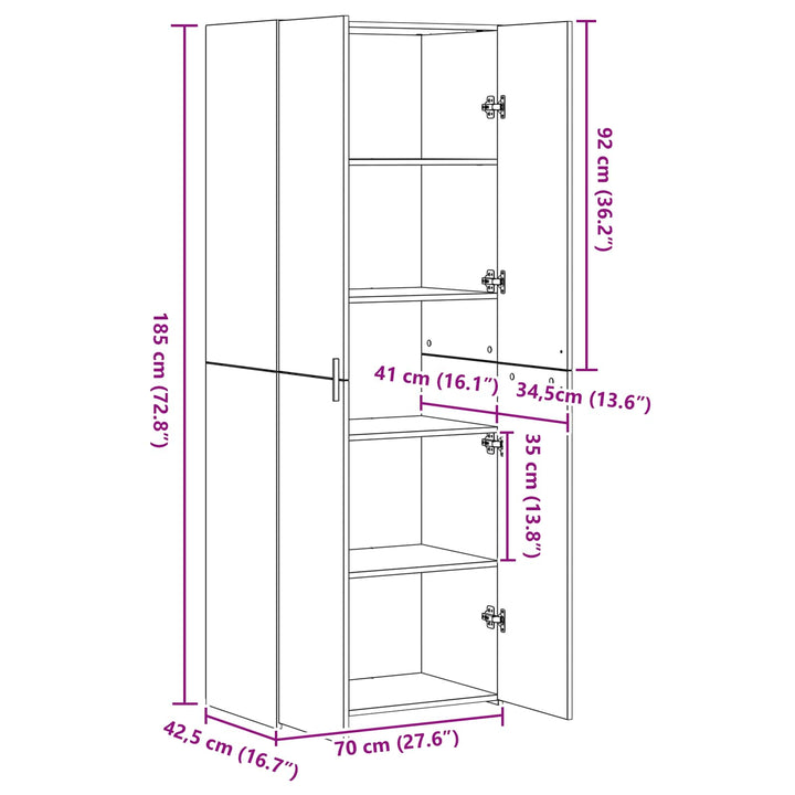 Highboard 2 pcs Artisan Egetræ 70 x 42,5 x 185 cm