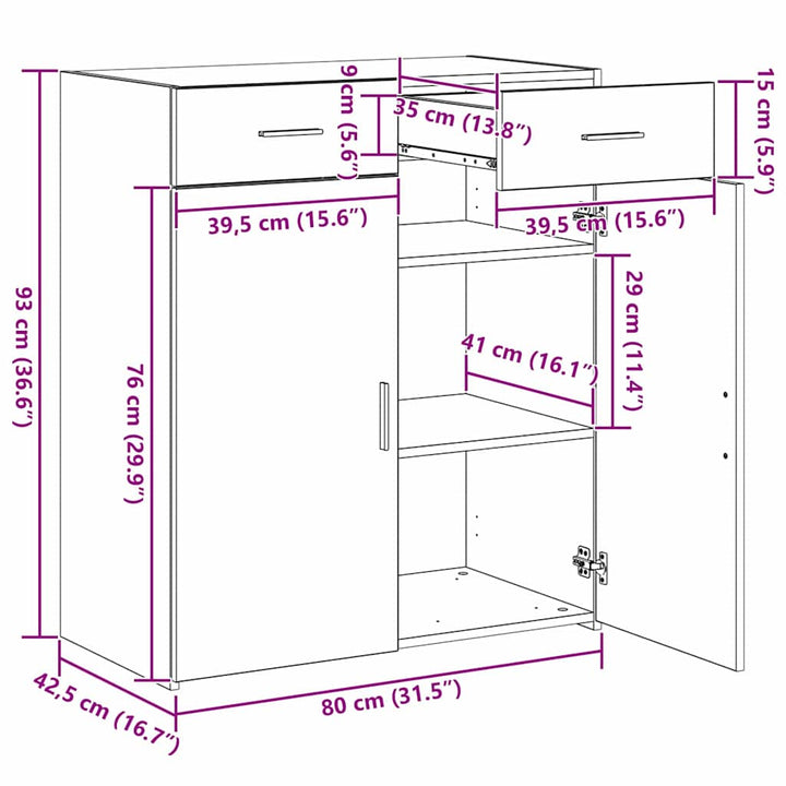 Opbevaringsskab artisan eg 80 x 42.5 x 93.5 cm Konstrueret træ