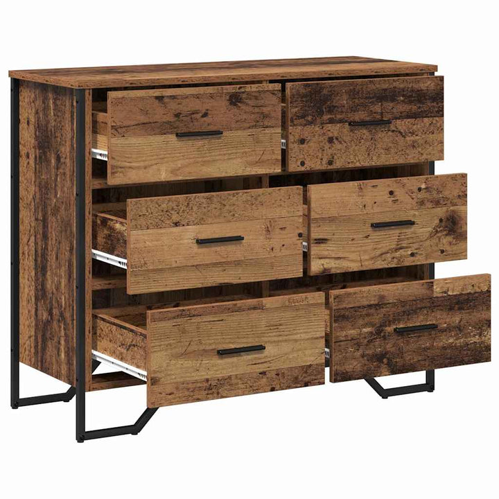 Skuffeskab 6-Skuffe Gammelt træ 91 x 35,5 x 74,5 cm