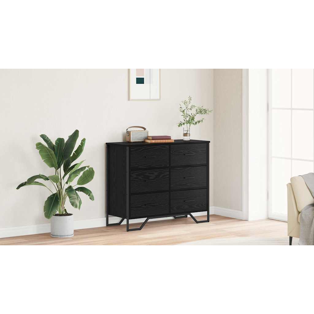 Skuffeskab 6-Skuffe Sort eg 91 x 35,5 x 74,5 cm