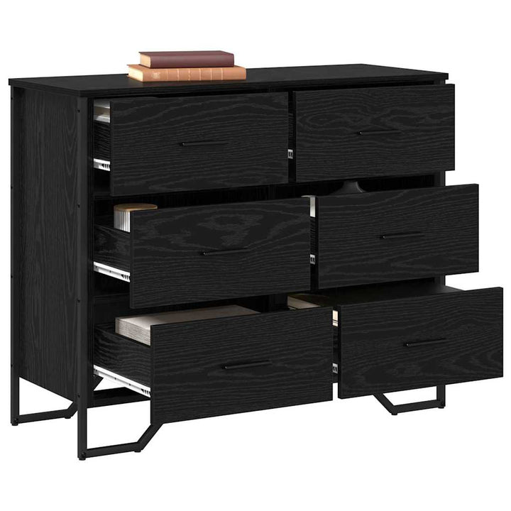 Skuffeskab 6-Skuffe Sort eg 91 x 35,5 x 74,5 cm