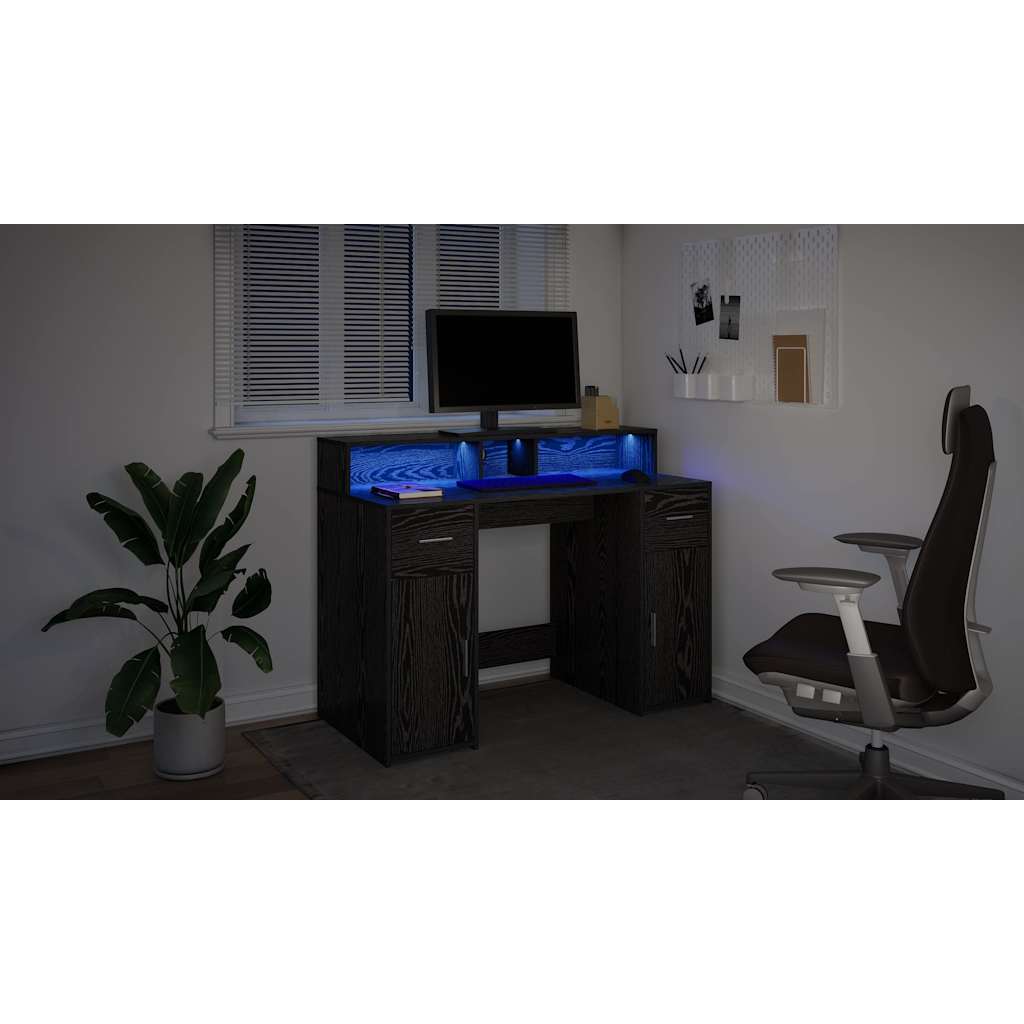 Bord med skuffe Sort eg 120 x 55 x 91 cm Konstrueret træ