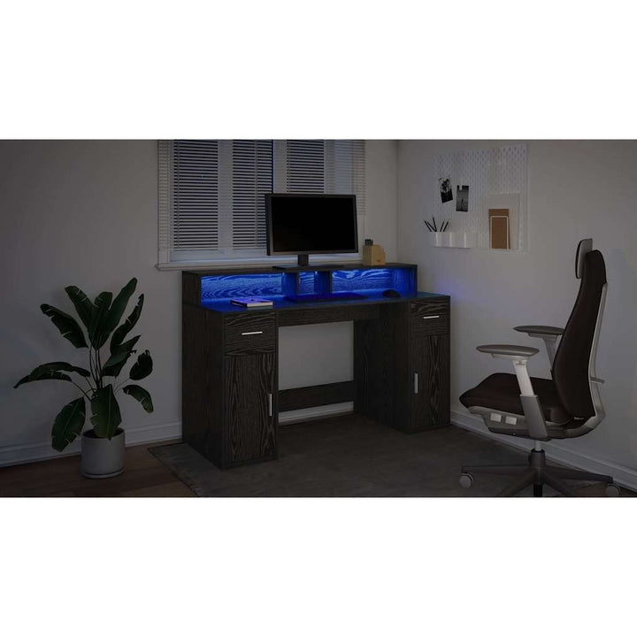 Bord med skuffe Sort eg 140 x 55 x 91 cm Konstrueret træ