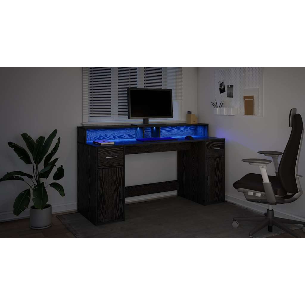 Bord med skuffe Sort eg 160 x 55 x 91 cm Konstrueret træ