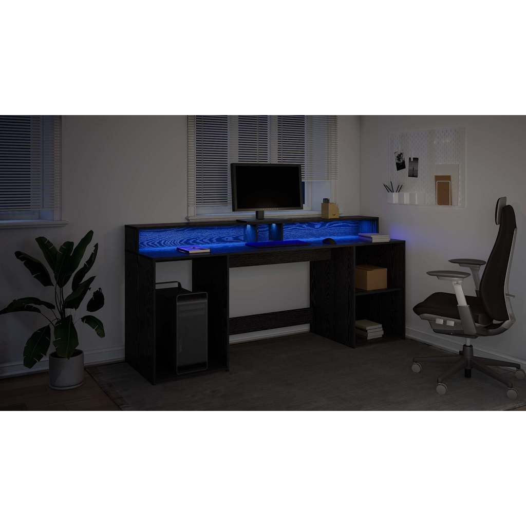 Bord med skuffe Sort eg 200 x 55 x 91 cm Konstrueret træ
