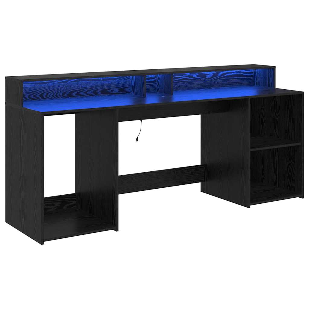 Bord med skuffe Sort eg 200 x 55 x 91 cm Konstrueret træ