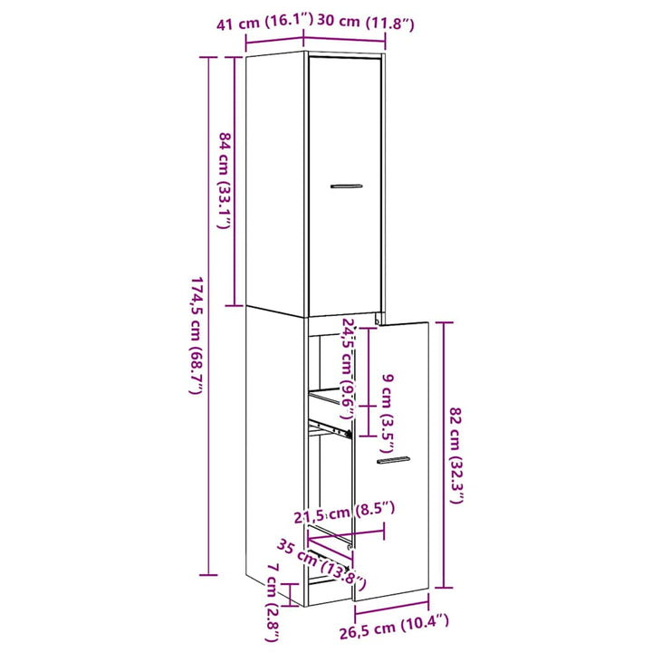 Apoteker Kabinet Sort eg 30 x 41 x 174.5 cm Konstrueret træ