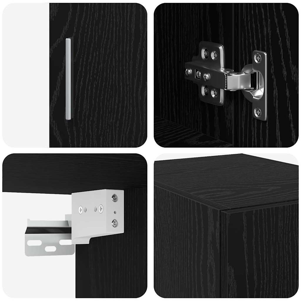 2-delt opbevaringsskab med hylder 2 pcs Sort eg Konstrueret træ