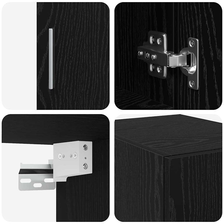2-delt opbevaringsskab med hylder 2 pcs Sort eg Konstrueret træ