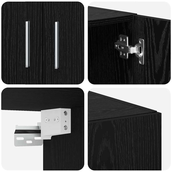Opbevaringsskab 2 pcs Sort eg 70 x 42,5 x 185 cm