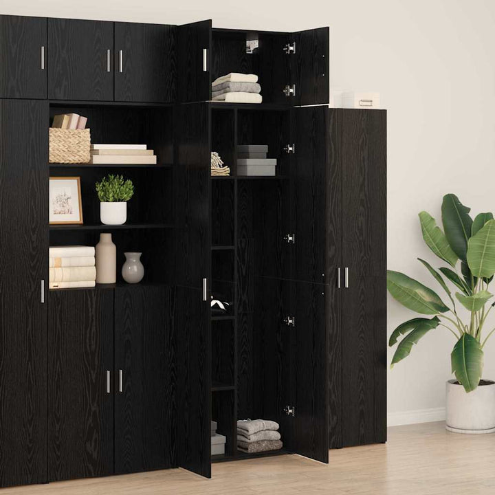 Opbevaringsskab 2 pcs Sort eg 70 x 42,5 x 185 cm