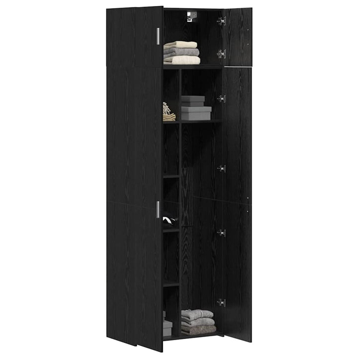 Opbevaringsskab 2 pcs Sort eg 70 x 42,5 x 185 cm