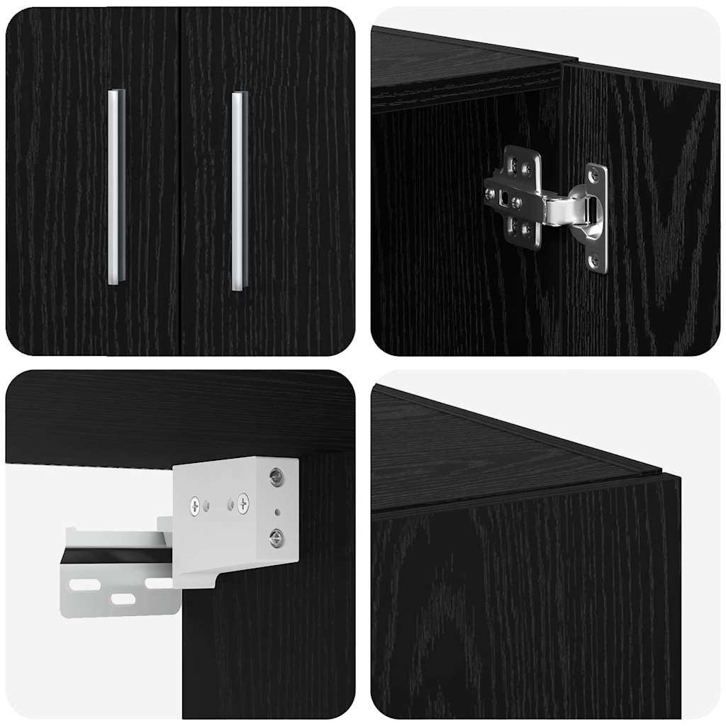 Opbevaringsskab 3 stk. Sort eg 70 x 42,5 x 225 cm