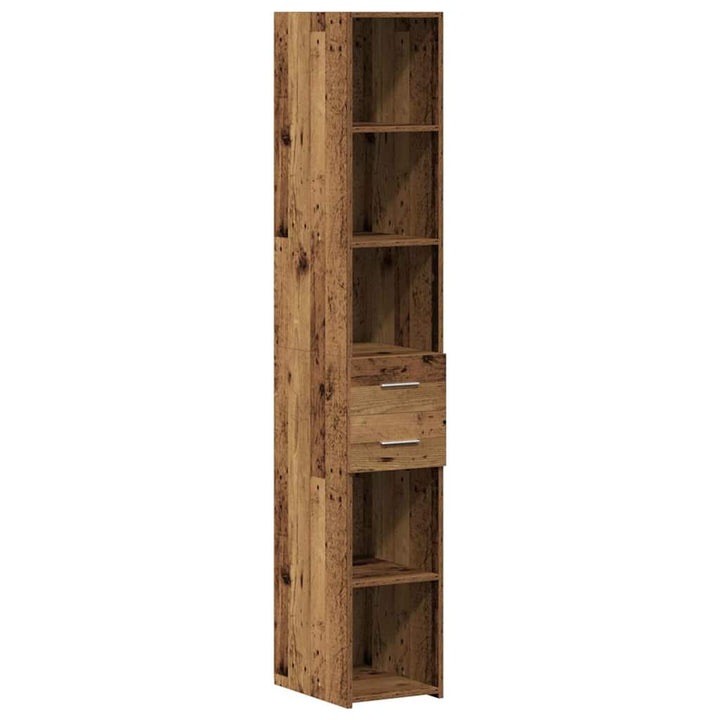 Opbevaringsskab med skuffe 2 pcs Gammelt træ 30 x 42,5 x 225 cm