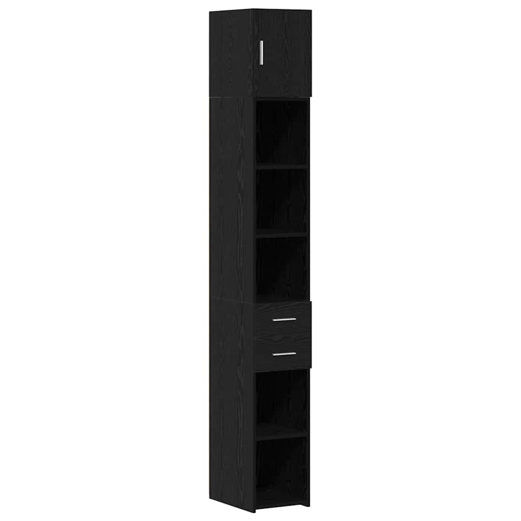 Opbevaringsskab med skuffe 2 pcs Sort eg 30 x 42,5 x 225 cm