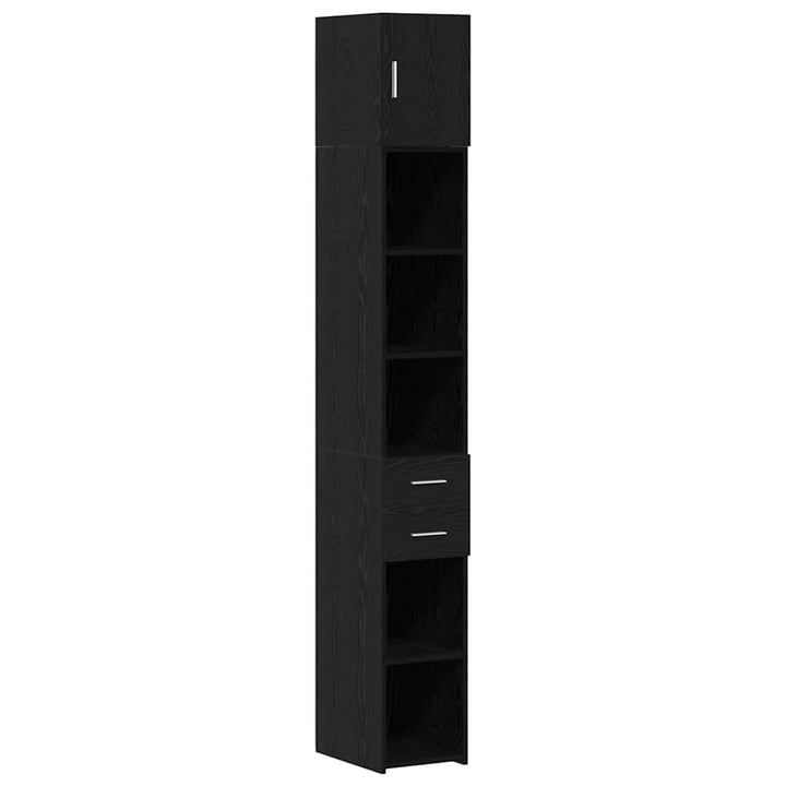 Opbevaringsskab med skuffe 2 pcs Sort eg 30 x 42,5 x 225 cm