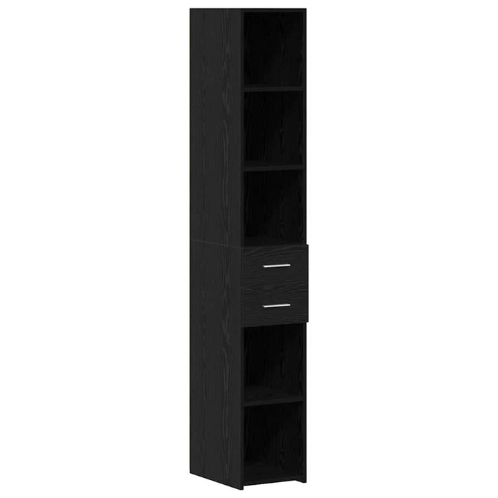 Opbevaringsskab med skuffe 2 pcs Sort eg 30 x 42,5 x 225 cm