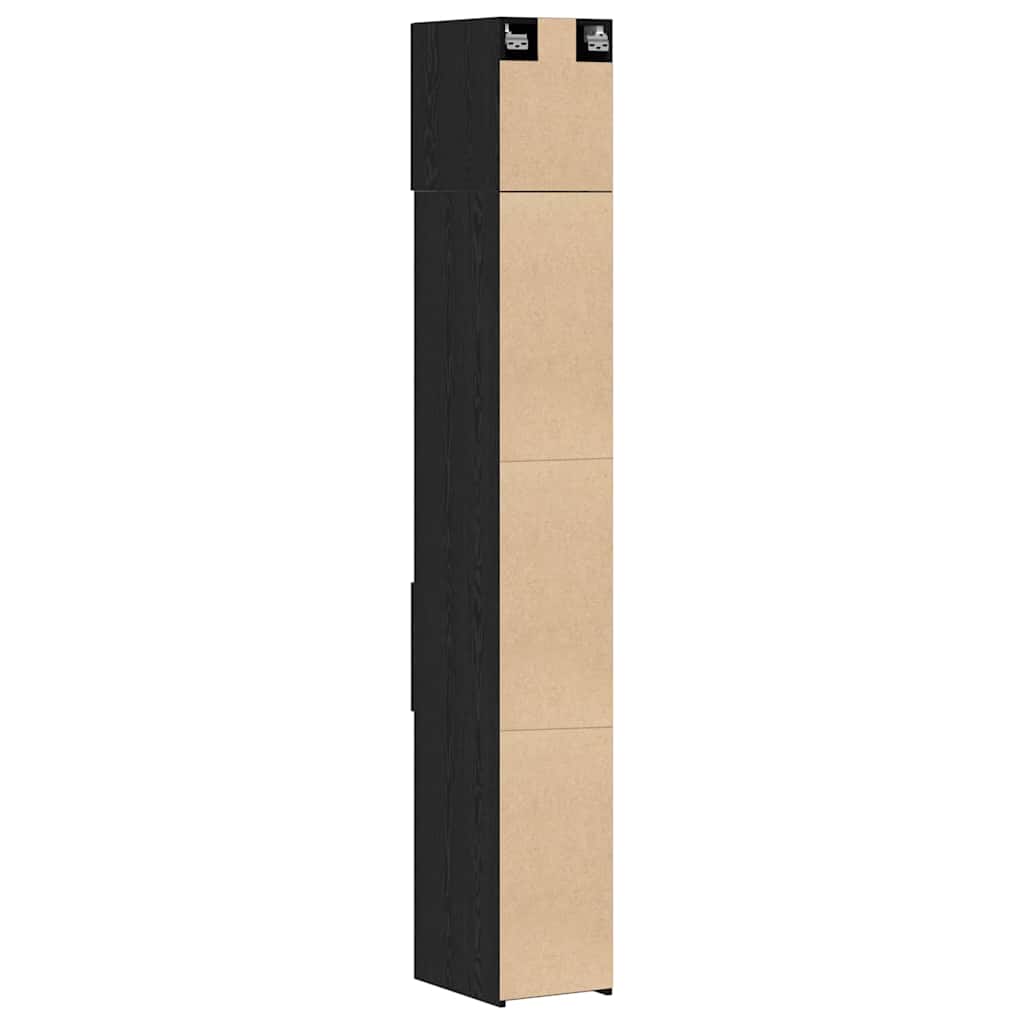 Opbevaringsskab med skuffe 2 pcs Sort eg 30 x 42,5 x 225 cm