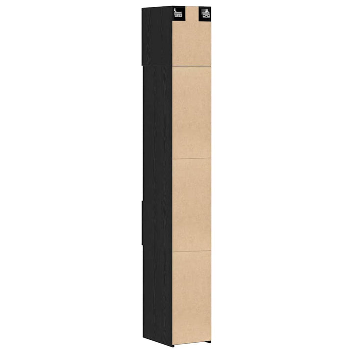 Opbevaringsskab med skuffe 2 pcs Sort eg 30 x 42,5 x 225 cm