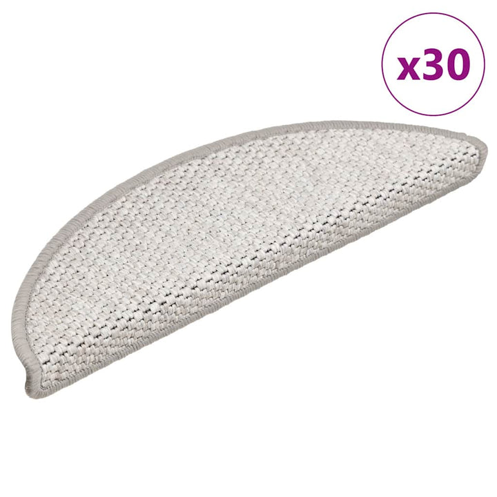 selvklæbende trappemåtter 30 stk. 56x17x3 cm sisal-look platina