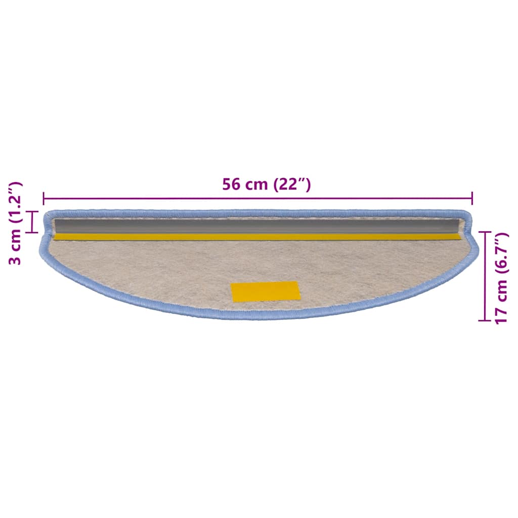 selvklæbende trappemåtter 30 stk. 56x17x3 cm sisal-look blå