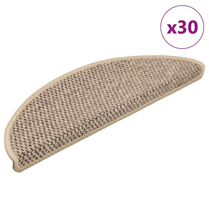 selvklæbende trappemåtter 30 stk. 56x17x3 cm sisal-look beige