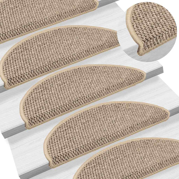 selvklæbende trappemåtter 30 stk. 56x17x3 cm sisal-look beige