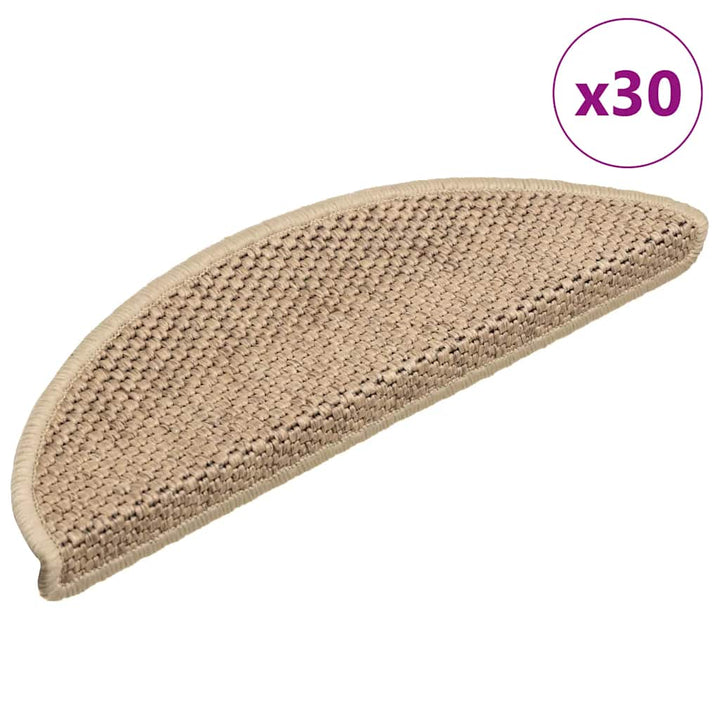 selvklæbende trappemåtter 30stk. 56x17x3cm sisal-look sandfarve